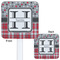 Red & Gray Dots and Plaid White Plastic Stir Stick - Double Sided - Approval