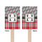 Red & Gray Dots and Plaid Wooden 6.25" Stir Stick - Rectangular - Double Sided - Front & Back