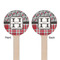 Red & Gray Dots and Plaid Wooden 7.5" Stir Stick - Round - Double Sided - Front & Back