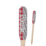 Red & Gray Dots and Plaid Paddle Wooden Food Picks - Double Sided (Personalized)