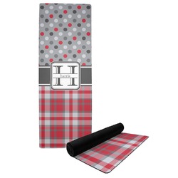 Red & Gray Dots and Plaid Yoga Mat (Personalized)