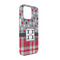 Red & Gray Dots and Plaid iPhone 13 Case - Angle