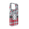 Red & Gray Dots and Plaid iPhone 13 Mini Case - Angle