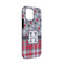 Red & Gray Dots and Plaid iPhone 13 Mini Tough Case - Angle