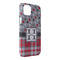 Red & Gray Dots and Plaid iPhone 14 Plus Case - Angle