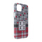 Red & Gray Dots and Plaid iPhone 14 Pro Case - Angle