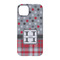 Red & Gray Dots and Plaid iPhone 14 Pro Case - Back