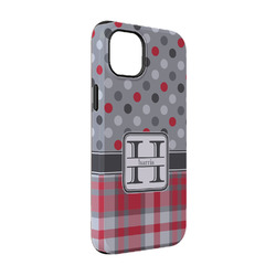 Red & Gray Dots and Plaid iPhone Case - Rubber Lined - iPhone 14 (Personalized)