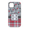 Red & Gray Dots and Plaid iPhone 14 Tough Case - Back