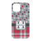 Red & Gray Dots and Plaid iPhone 15 Case - Back