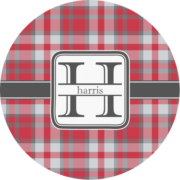 Custom Red & Gray Plaid Multipurpose Round Labels - 1" (Personalized)