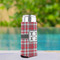 Red & Gray Plaid Can Cooler - Tall 12oz - In Context