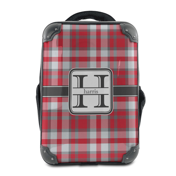 Custom Red & Gray Plaid 15" Hard Shell Backpack (Personalized)