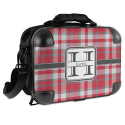 Red & Gray Plaid Hard Shell Briefcase (Personalized)