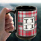 Red & Gray Plaid 15oz. Black Mug - LIFESTYLE