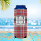 Red & Gray Plaid 16oz Can Sleeve - LIFESTYLE