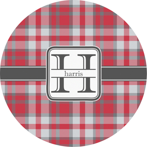 Custom Red & Gray Plaid Multipurpose Round Labels - 2" (Personalized)