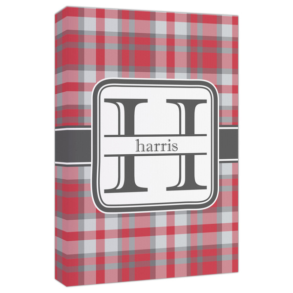 Custom Red & Gray Plaid Canvas Print - 20x30 (Personalized)