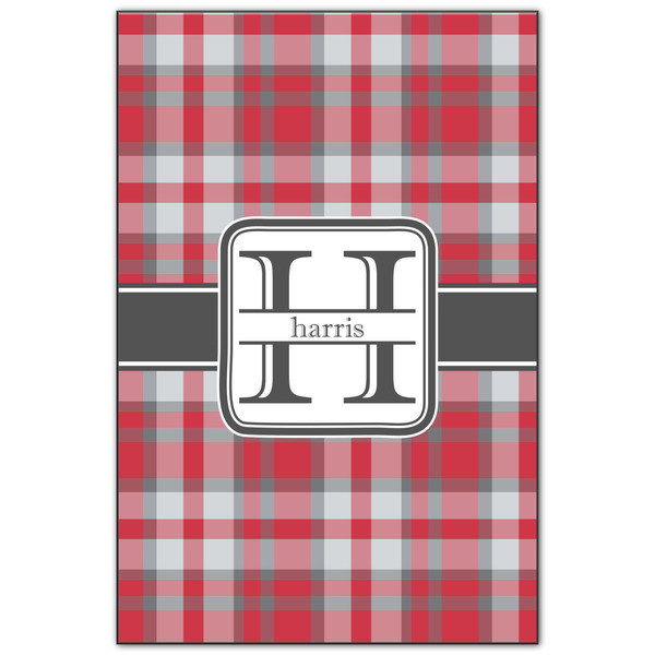 Custom Red & Gray Plaid Wood Print - 20x30 (Personalized)