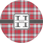 Red & Gray Plaid Multipurpose Round Labels - Custom Sized (Personalized)