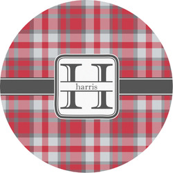 Red & Gray Plaid Multipurpose Round Labels - Custom Sized (Personalized)