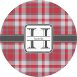 Red & Gray Plaid Multipurpose Round Labels - 5" (Personalized)