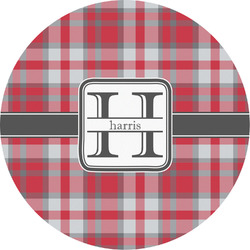 Red & Gray Plaid Multipurpose Round Labels - 5" (Personalized)