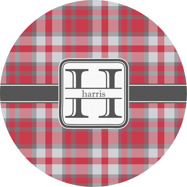 Custom Red & Gray Plaid Multipurpose Round Labels - 5" (Personalized)