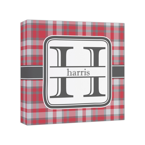 Custom Red & Gray Plaid Canvas Print - 8x8 (Personalized)