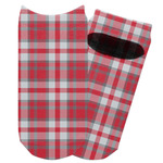 Red & Gray Plaid Adult Ankle Socks