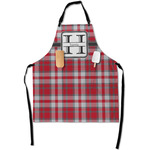 Red & Gray Plaid Apron With Pockets w/ Name and Initial