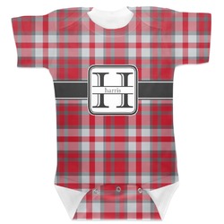 Red & Gray Plaid Baby Bodysuit 3-6 (Personalized)