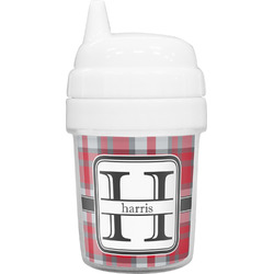 Red & Gray Plaid Baby Sippy Cup (Personalized)