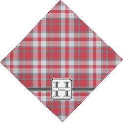 Red & Gray Plaid Dog Bandana Scarf w/ Name and Initial