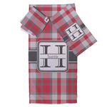 Red & Gray Plaid Bath Towel Set - 3 Pcs (Personalized)