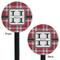 Red & Gray Plaid Black Plastic 5.5" Stir Stick - Double Sided - Round - Front & Back