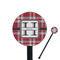 Red & Gray Plaid Black Plastic 5.5" Stir Stick - Round - Closeup