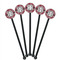 Red & Gray Plaid Black Plastic 5.5" Stir Stick - Round - Fan View