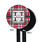 Red & Gray Plaid Black Plastic 5.5" Stir Stick - Single Sided - Round - Front & Back