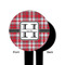 Red & Gray Plaid Black Plastic 6" Food Pick - Round - Single Sided - Front & Back