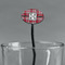 Red & Gray Plaid Black Plastic 7" Stir Stick - Oval - Main