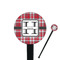 Red & Gray Plaid Black Plastic 7" Stir Stick - Round - Closeup