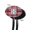 Red & Gray Plaid Black Plastic 7" Stir Stick - Single Sided - Oval - Front & Back