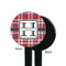 Red & Gray Plaid Black Plastic 7" Stir Stick - Single Sided - Round - Front & Back