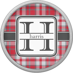 Red & Gray Plaid Cabinet Knob (Silver) (Personalized)