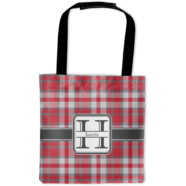 Custom Red & Gray Plaid Auto Back Seat Organizer Bag (Personalized)