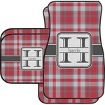 Red & Gray Plaid Car Floor Mats Set - 2 Front & 2 Back (Personalized)