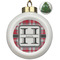 Red & Gray Plaid Ceramic Christmas Ornament - Xmas Tree (Front View)