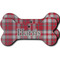 Red & Gray Plaid Ceramic Flat Ornament - Bone Front & Back Double Print