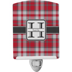 Red & Gray Plaid Ceramic Night Light (Personalized)